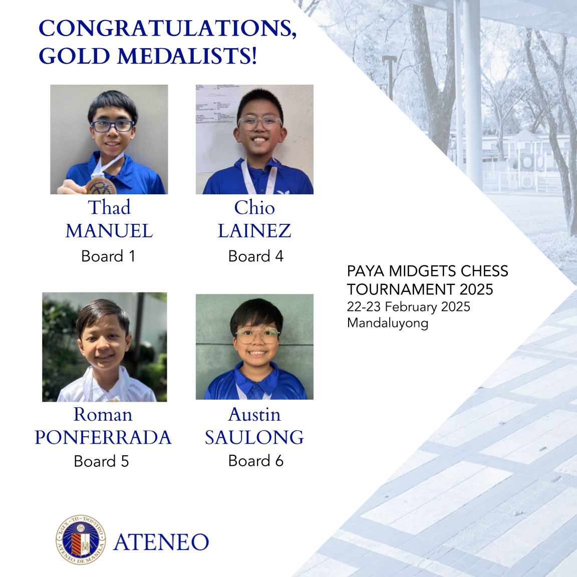AGS PAYA Midgets Chess golden boys Lainez Manuel Ponferrada Saulong