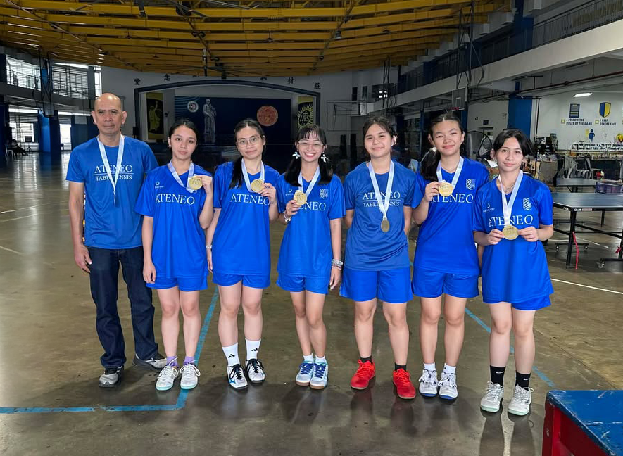 From left: Coach Leo Raymundo, Liz Estanislao, Andrea Mangubat, Giellian Froyalde, Zec Gamez, Louisse Ang, and Kate Manapul