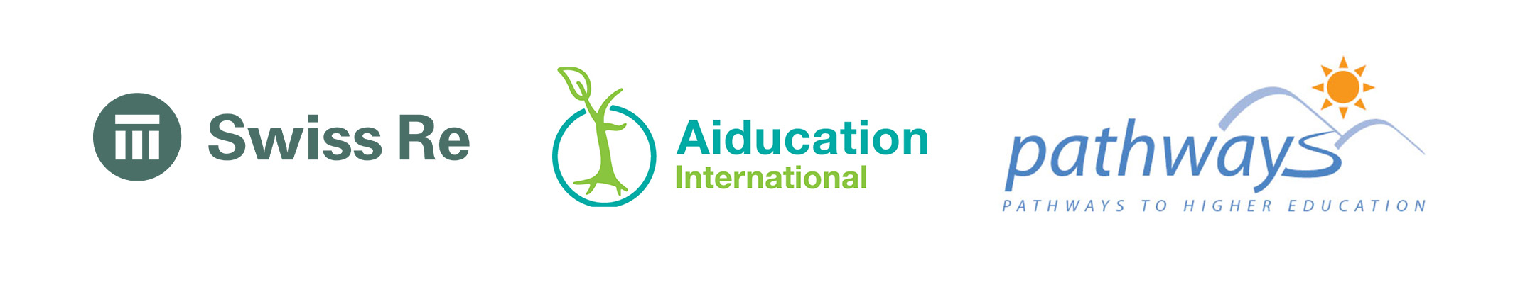 Swiss Re, Aiducation International, and Pathways' to Higher Education Logos