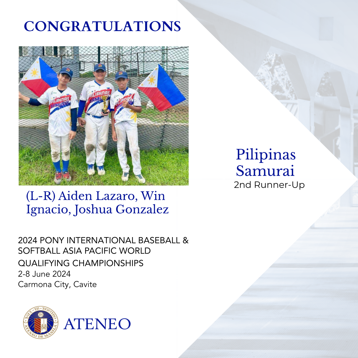 Three Ateneans helped Team PH place 3rd in the World Series 2024 qualifier