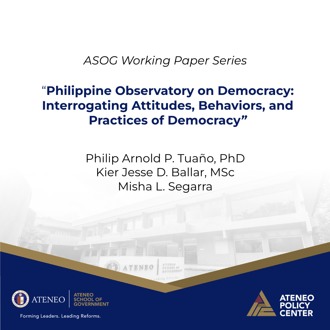 Ateneo School of Government Releases New Working Paper on Philippine Democracy