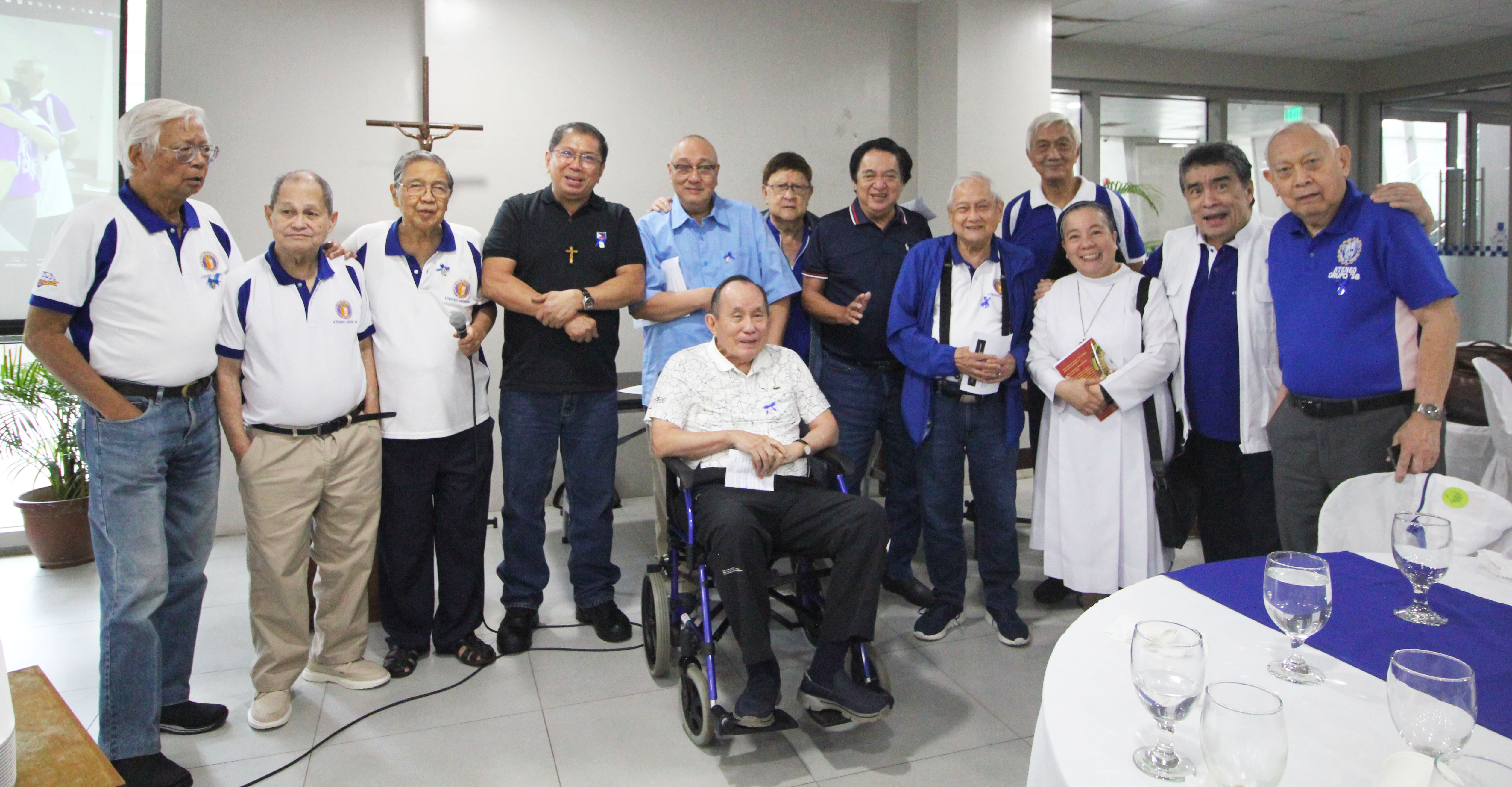 Standing from left to right: Rene Anel, Jimmy Morelos, Timmy Nivera, Fr. Manny Flores SJ, Fr. Kit Bautista SJ, Dodie Agcaoili, Milo Rodrigo, Butch Bonoan, Randy Gavino, Ray Lesaca, and Johnny Romualdez. Seated: Art Ledesma, Chairman of the 65th Ateneo HS Grupo’58 Anniversary and the Grupo’58 Mission of spreding the devotion to the Sacred Heart of Jesus.