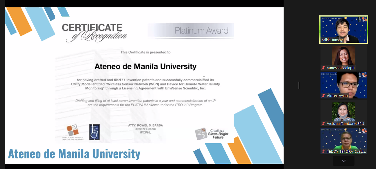 Platinum award is presented to the Ateneo de Manila University