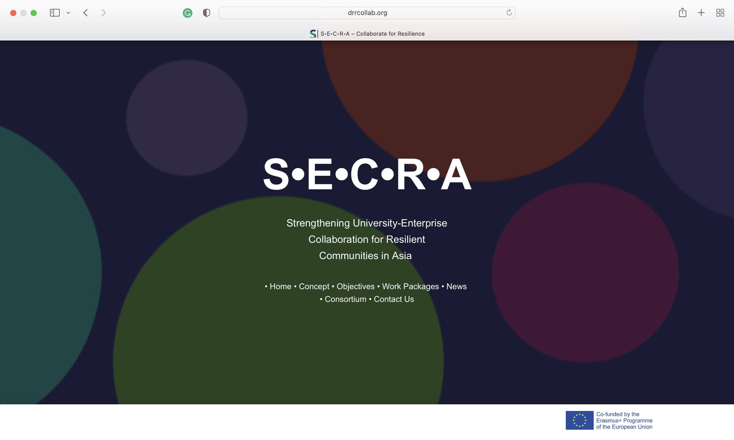 Screenshot of SECRA website 