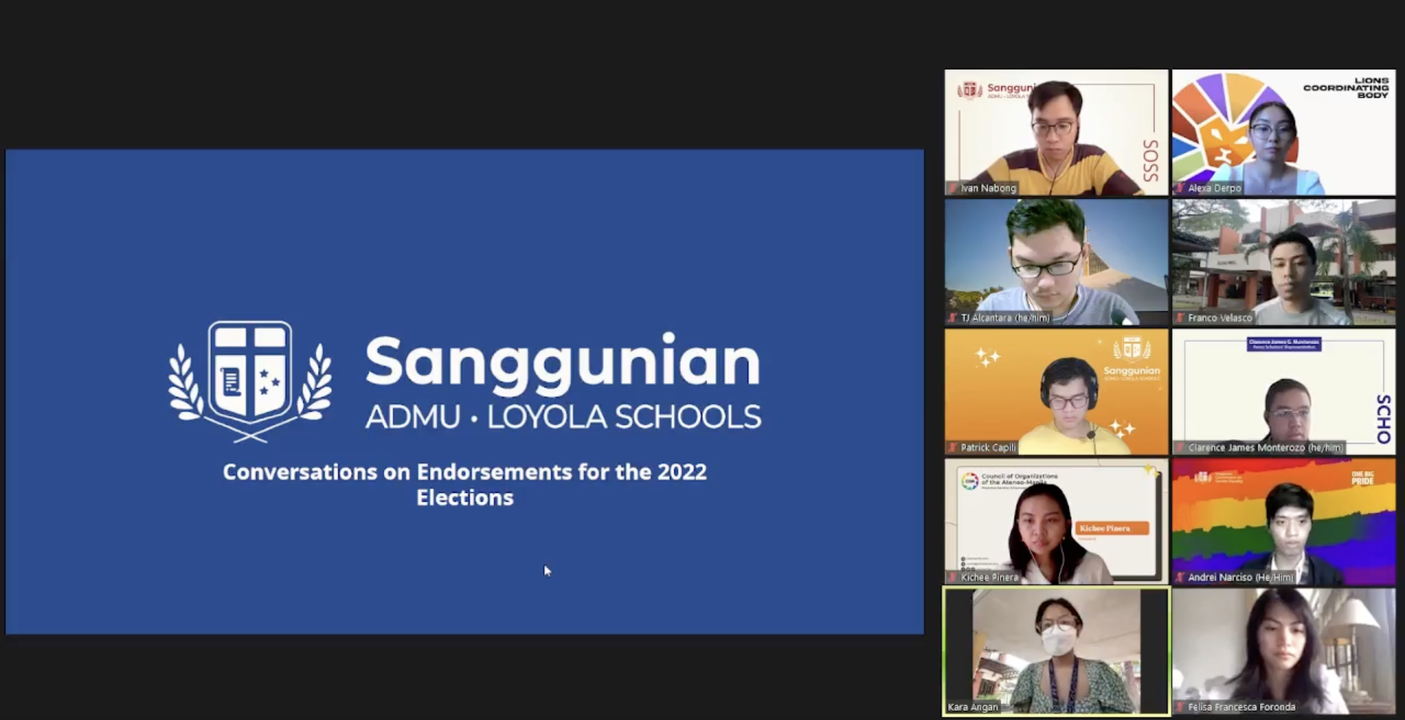 LOYOLA SCHOOLS STUDENT CONVERSATIONS ON ENDORSING CANDIDATES