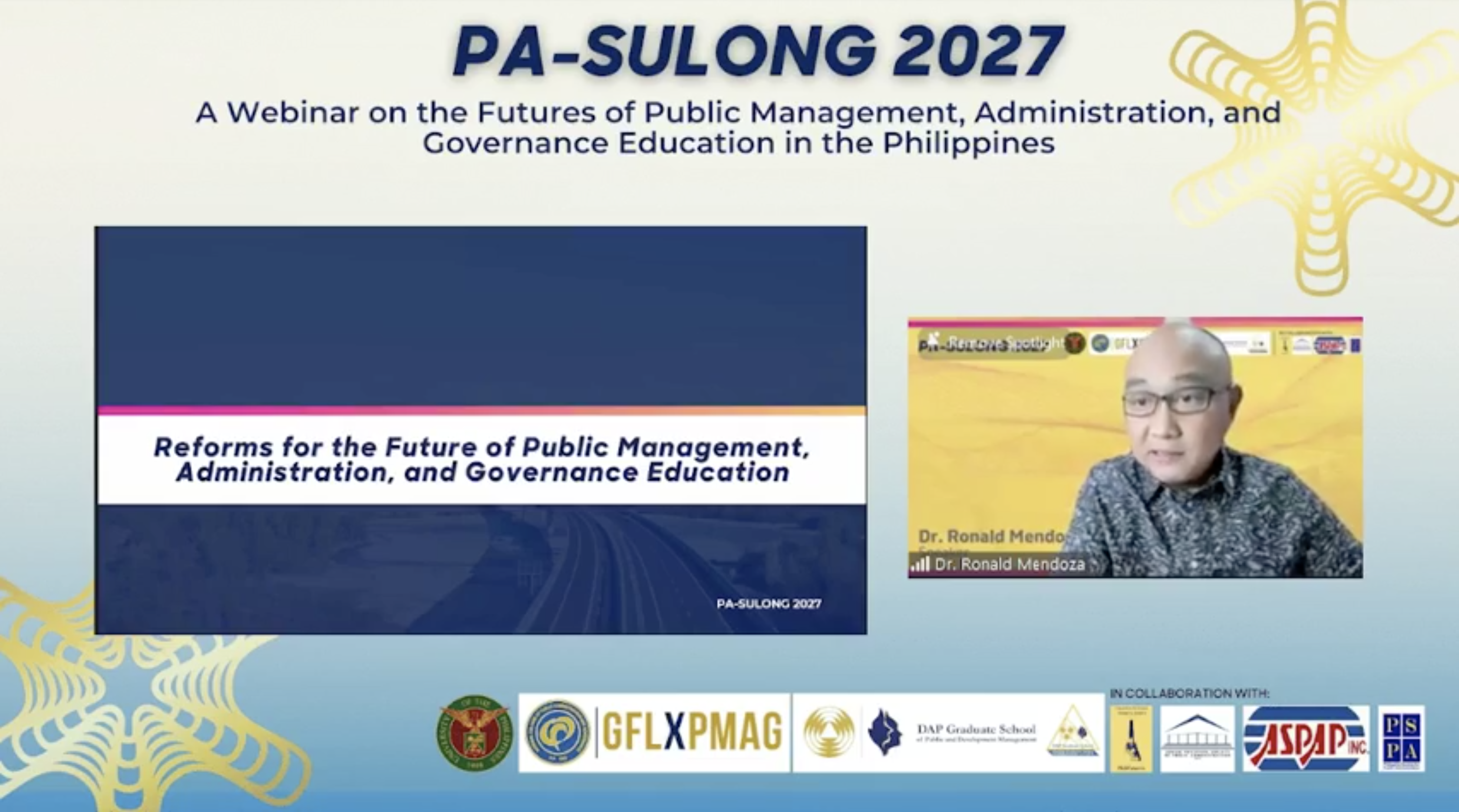 ASOG Dean Ronald Mendoza delivers plenary lecture in NCPAG Governance Futures Lab webinar