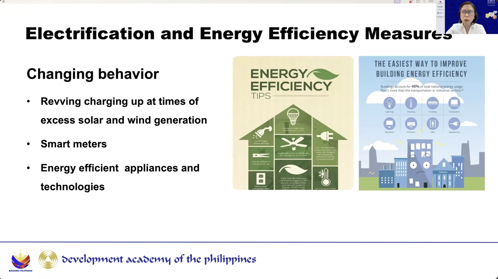 Dr Ravago discussing investments in energy efficient measures.