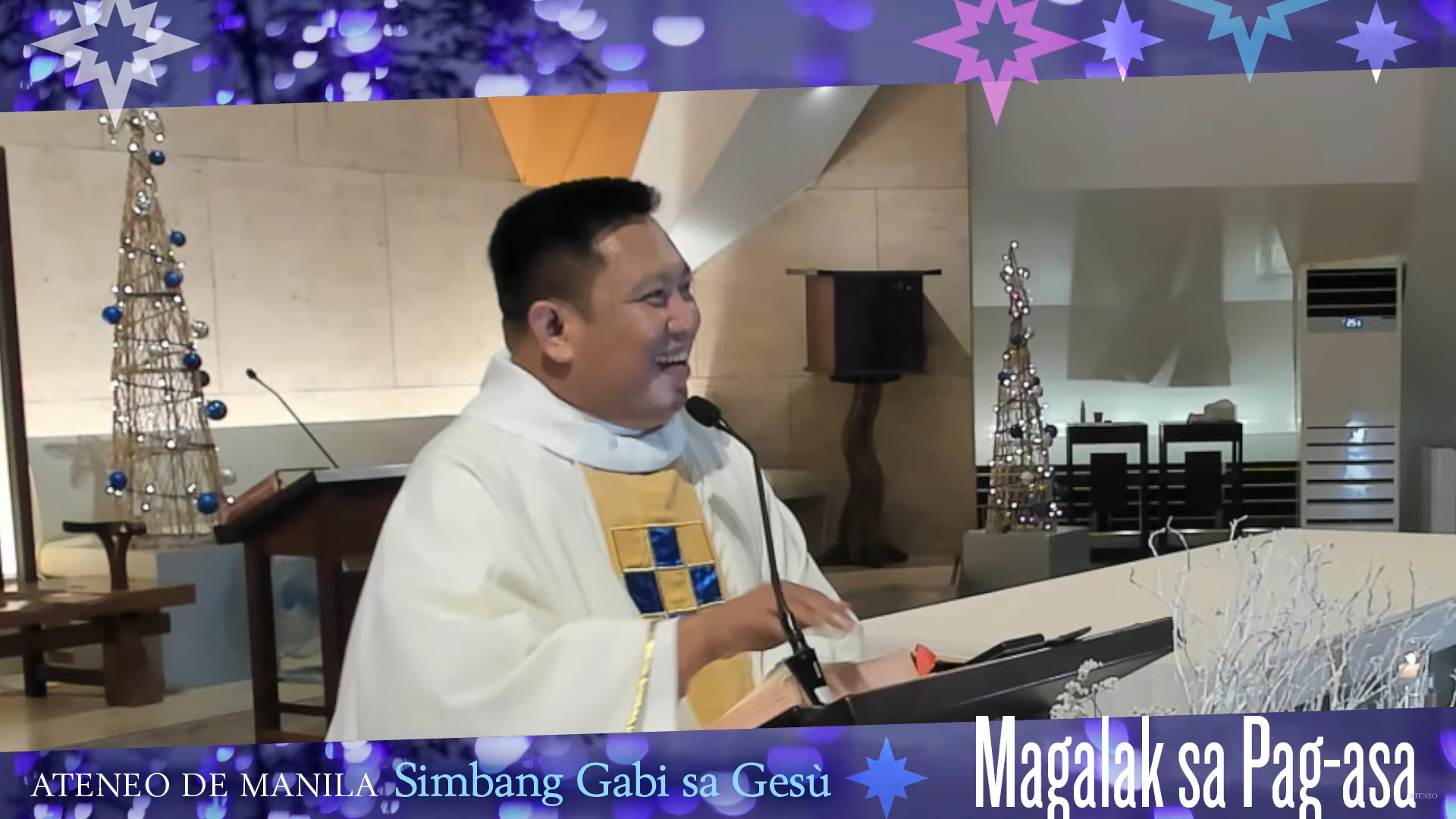 Fr. Bong Dahunan SJ sang excerpts from OPM Christmas songs during his homily