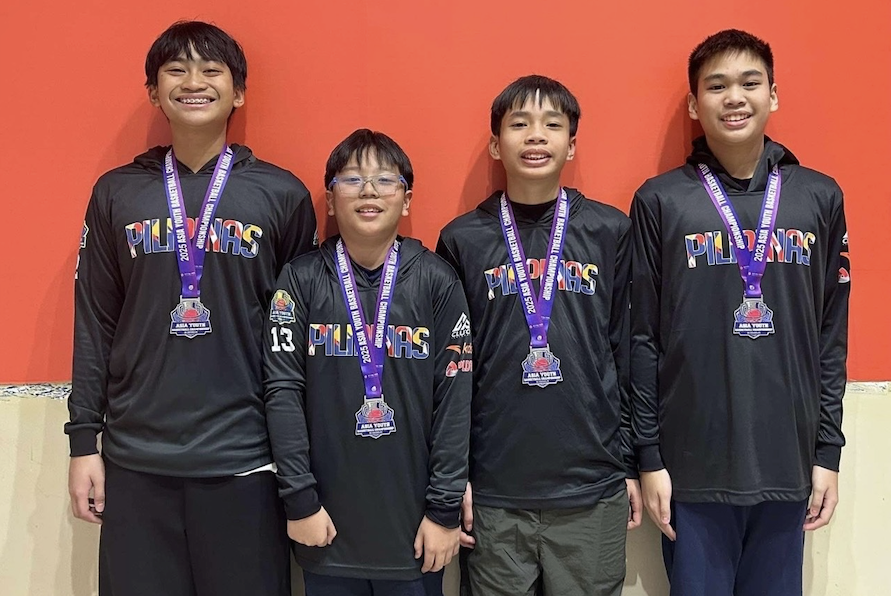 The Ateneans who helped NCR COE to its 12U 1st runner-up/silver finish in the Asian Youth Basketball Championship (L-R): Pierce Ibuyan, Rossher Samson, Manolo Pasion, Karl Gandionco 