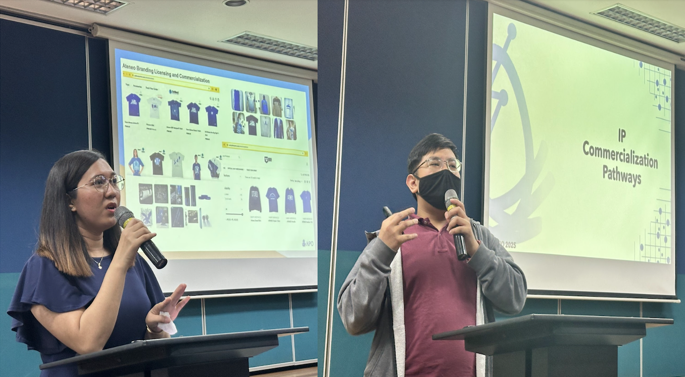 Image: Ms Malapit shared strategies on how Ateneo successfully licensed and commercialized its intellectual property, while Mr Erfe discussed IP management, covering IP audits, licensing, and valuation.