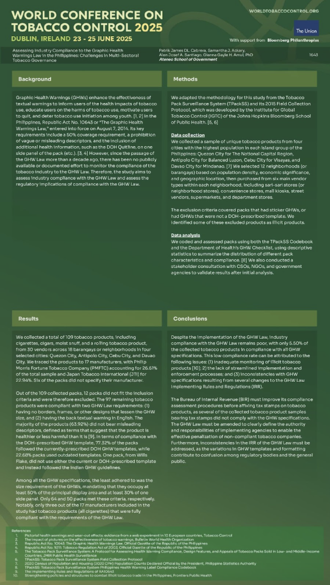 The Tobacco Control and Governance Team Presents Papers in the World Conference on Tobacco Control 2025 in Dublin, Ireland