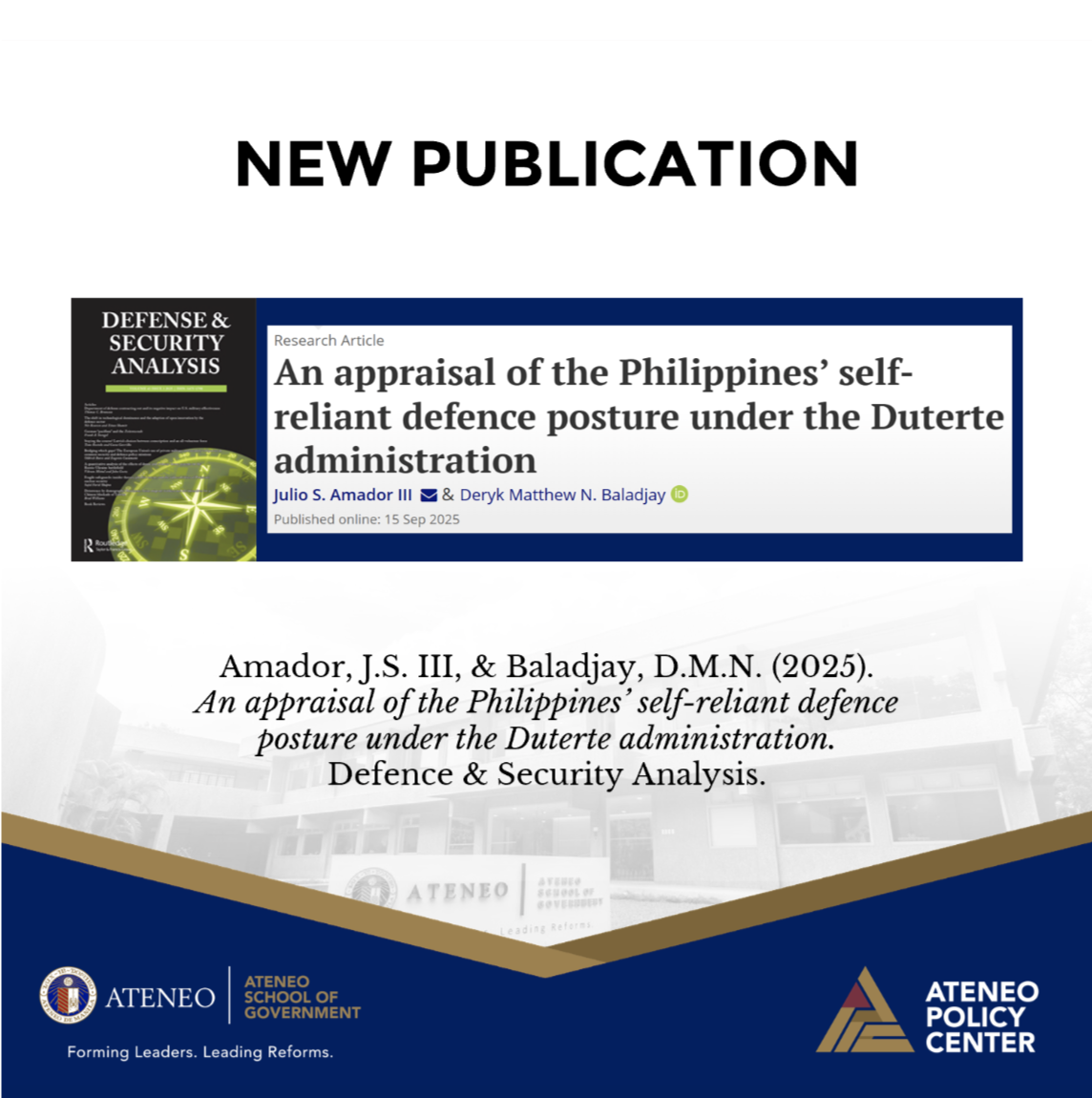 APC Research Fellow Publishes Study on Self-Reliant Defense Posture