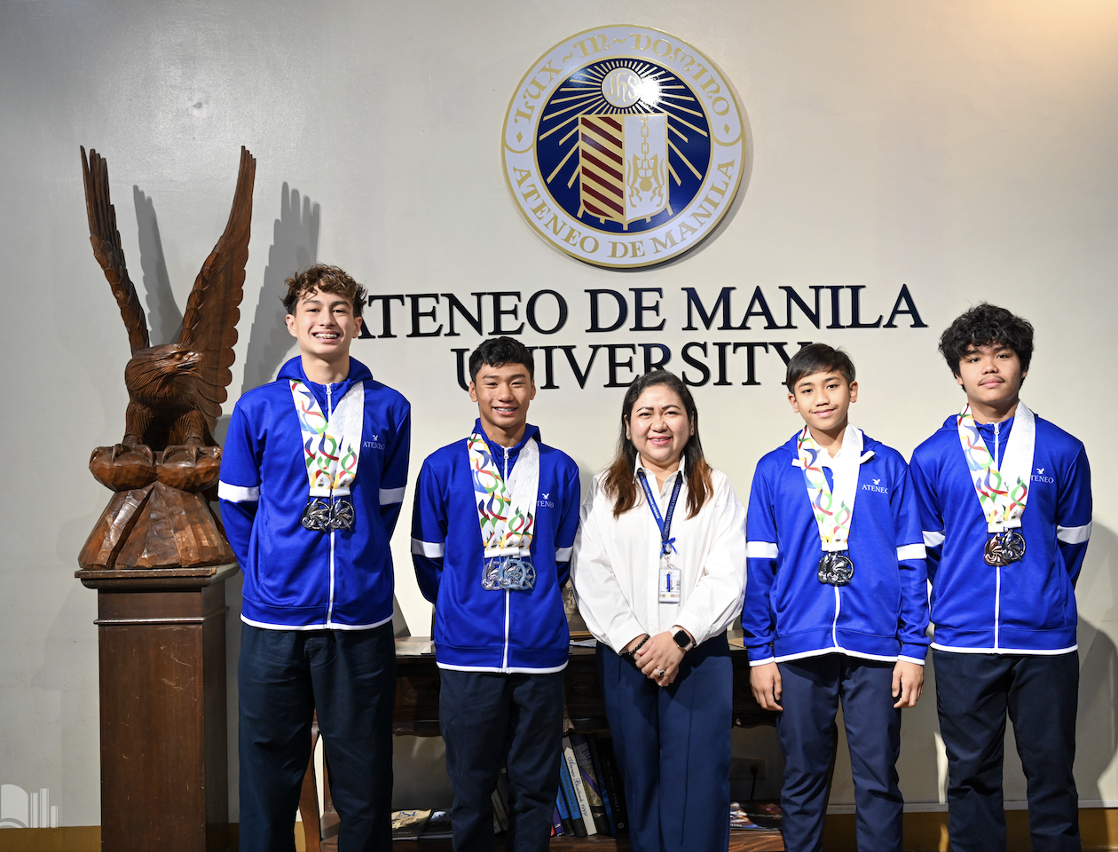 From left: Edgar Gaston, Tylo Alcudia, Gen Sanvictores (AJHS Principal), Cross Acal, Gab Osabel. 