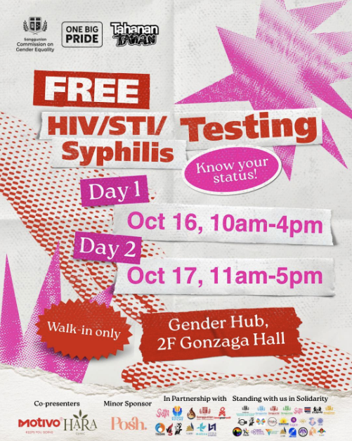 Poster for Free HIV/STI Testing (poster by Sanggunian Commission on Gender Equality)