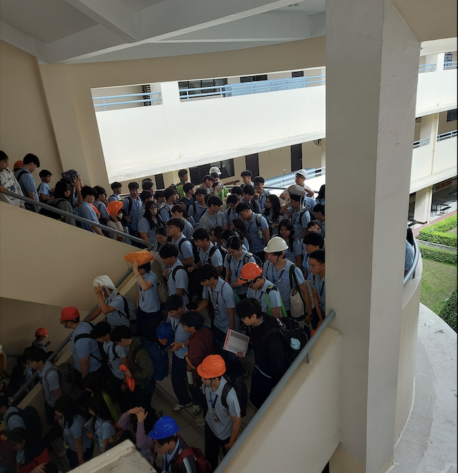 ASHS students evacuate the building 