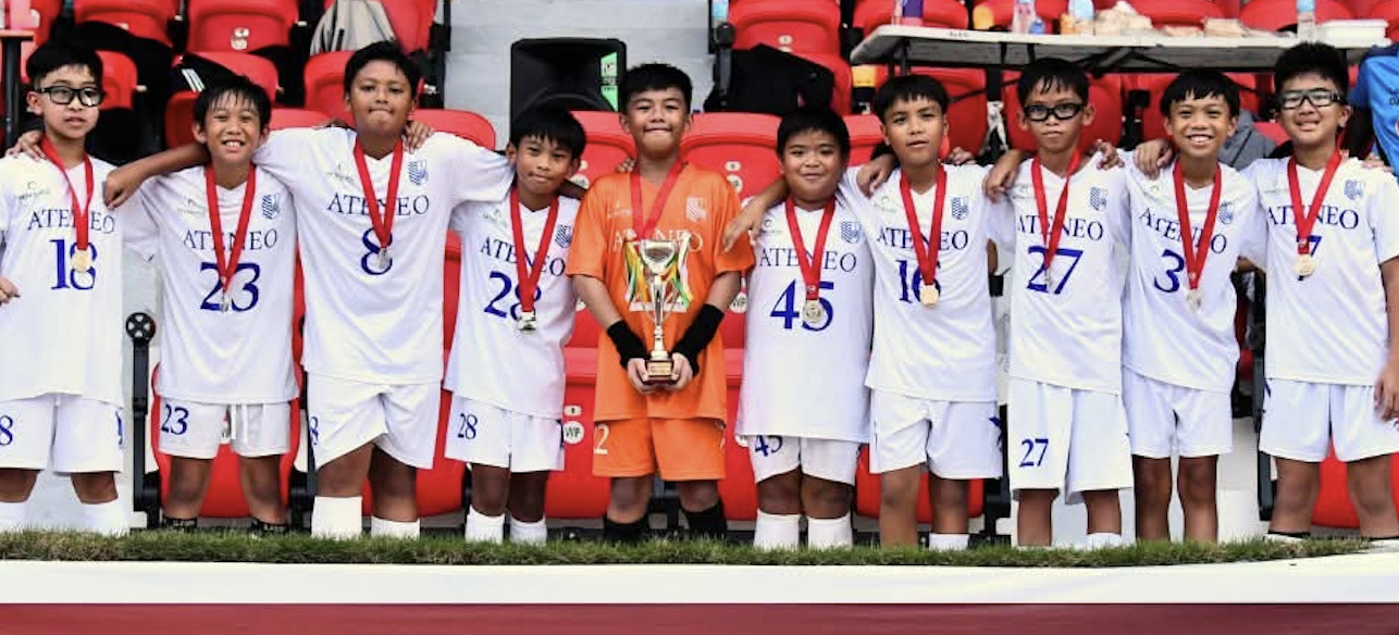 AGS Midgets C/White clinched the championship in the Xavier Cup and placed first runner-up in the LBC Football Festival. From left: Miro de Guzman, Sochi Osite, Yñakhi Lao, Migo Gerial, Andrei Castañeda, Jared de Guzman, Javi Sumpaico, Max Unson, Maru Esgrina, Lucas Chuidian 