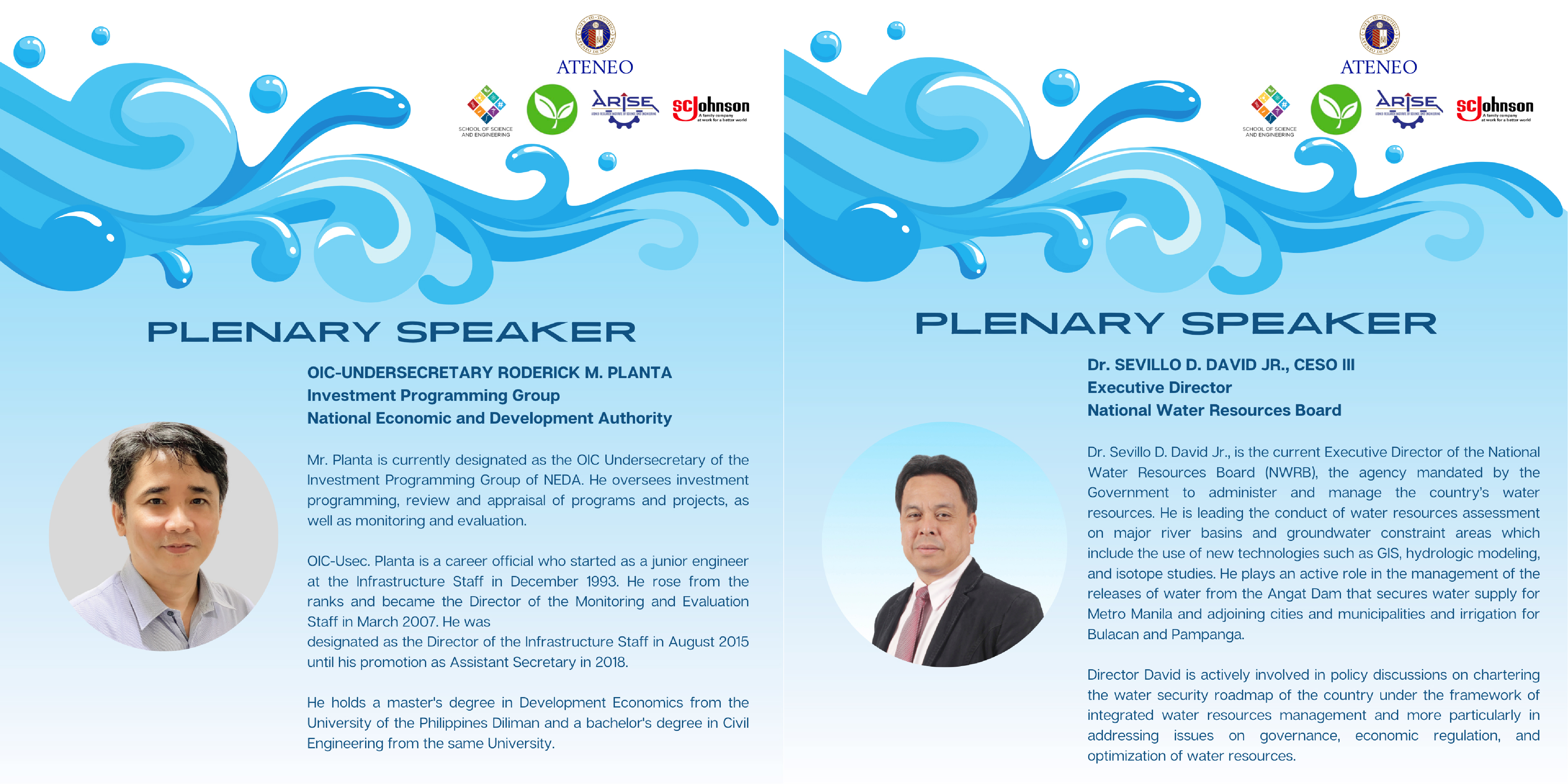 Biography of the event's speakers, Engr Roderick M Planta and Dr Sevillo David, Jr.