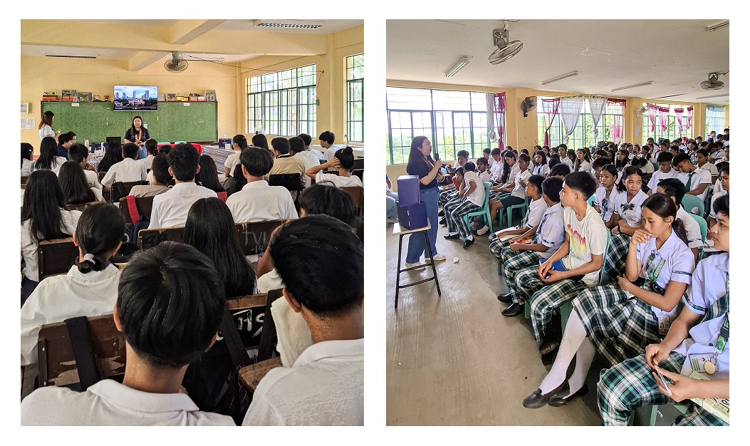 (The left photo shows students at Concepcion National High School attentively listening to the discussion, while the right photo captures the session at Salvacion National High School)
