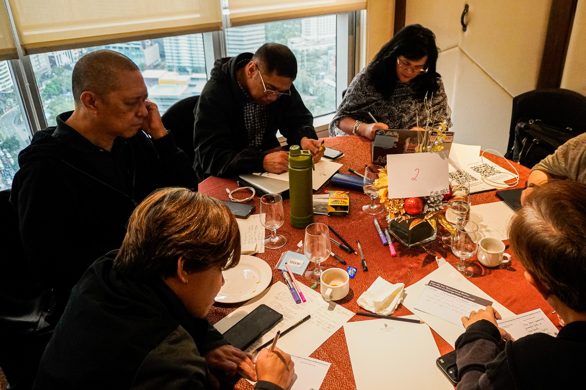 Participants writing