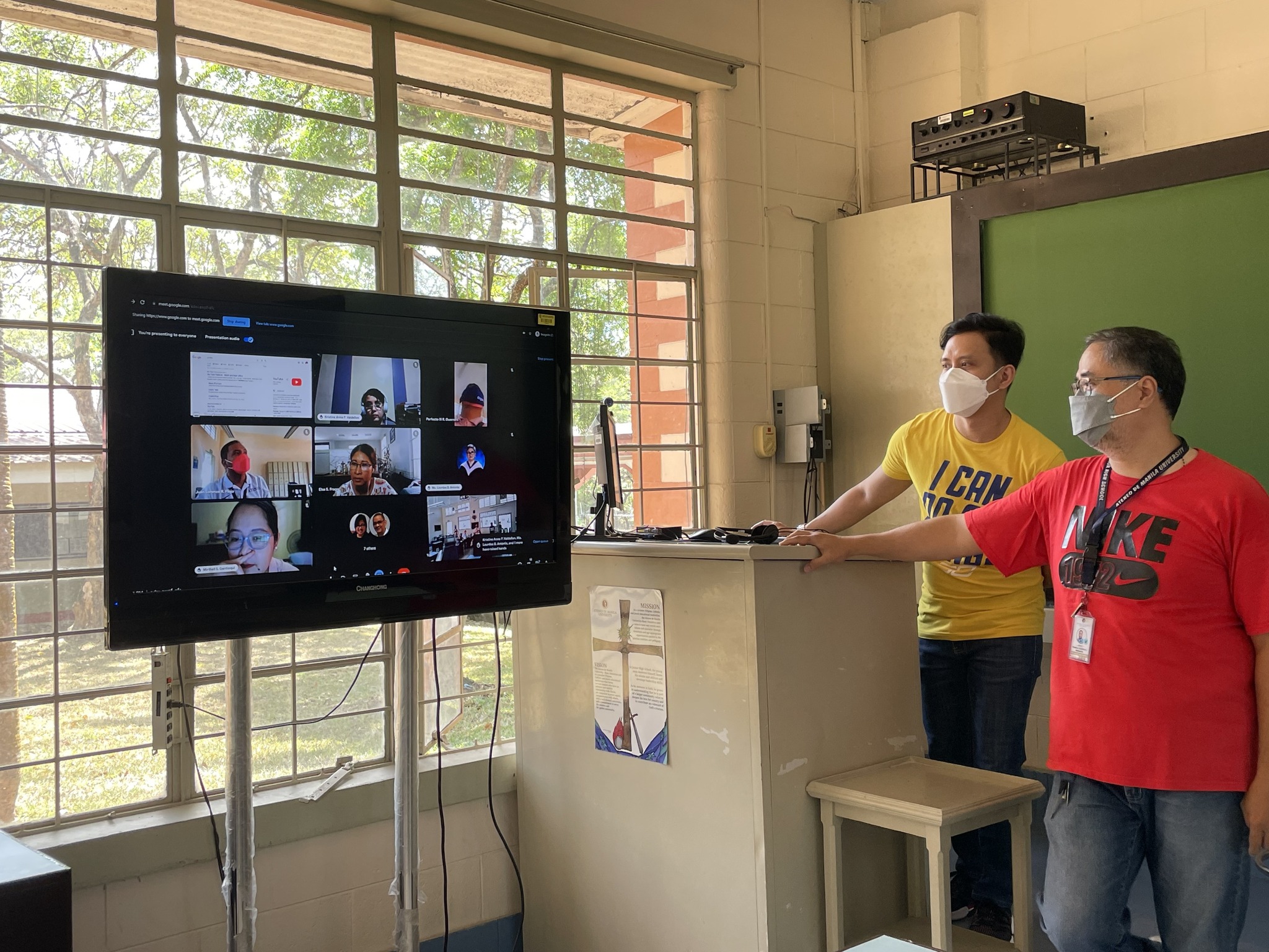 Kiko Mabagos (right) and B.A. Coballes of the AJHS Educational Media Center