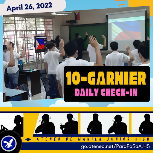 Grade 10 boys recite the "Panatang Makabayan." 