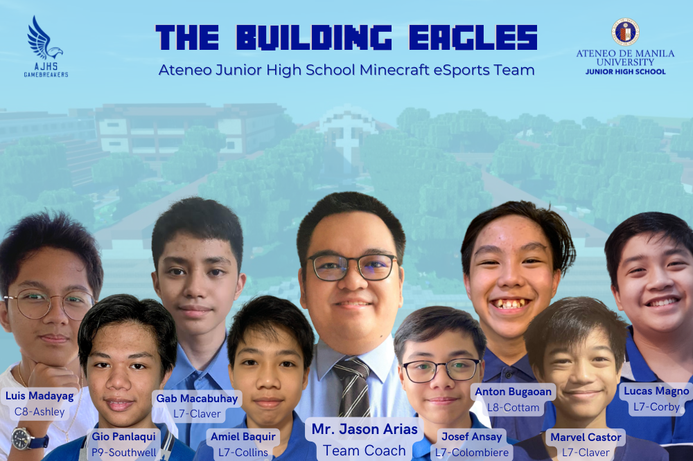 The 8 AJHS Minecraft Student Ambassadors and their moderator/coach 