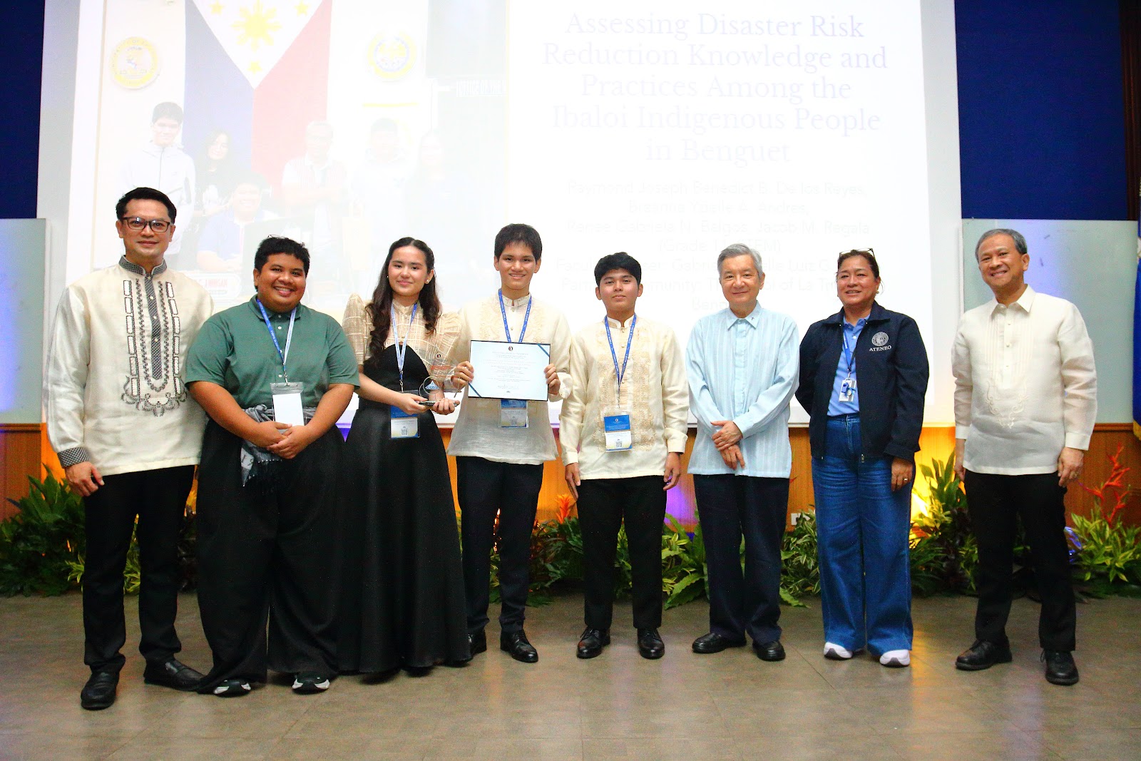 (L-R) Dr Mark Abenir, Gabe Eslava, Bree Andres, Jacob Regala, Raymond De los Reyes, Fr Bobby Yap SJ, Sansan Borja, Dr Benjie Tolosa 