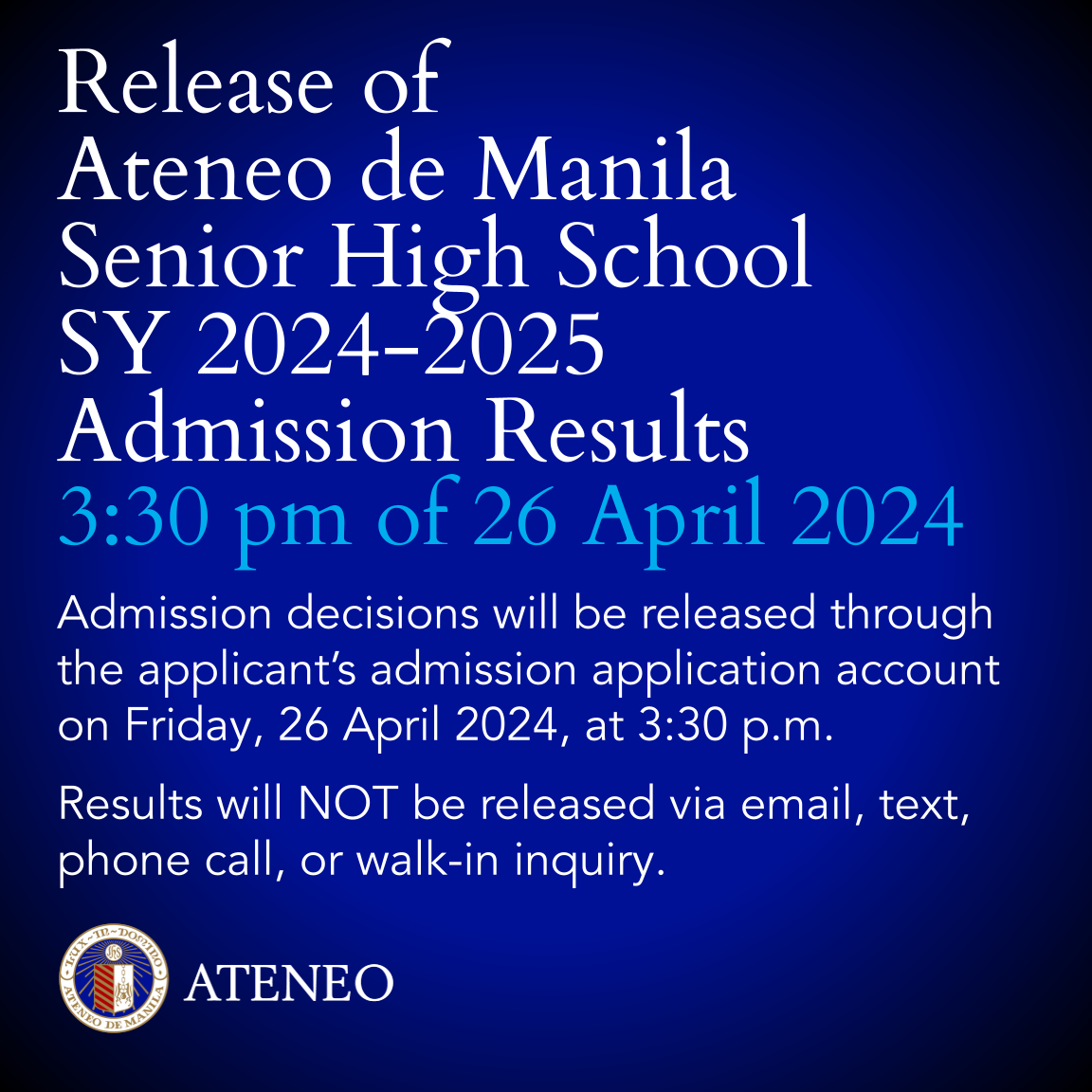 ASHS admissions results 2024-2025  