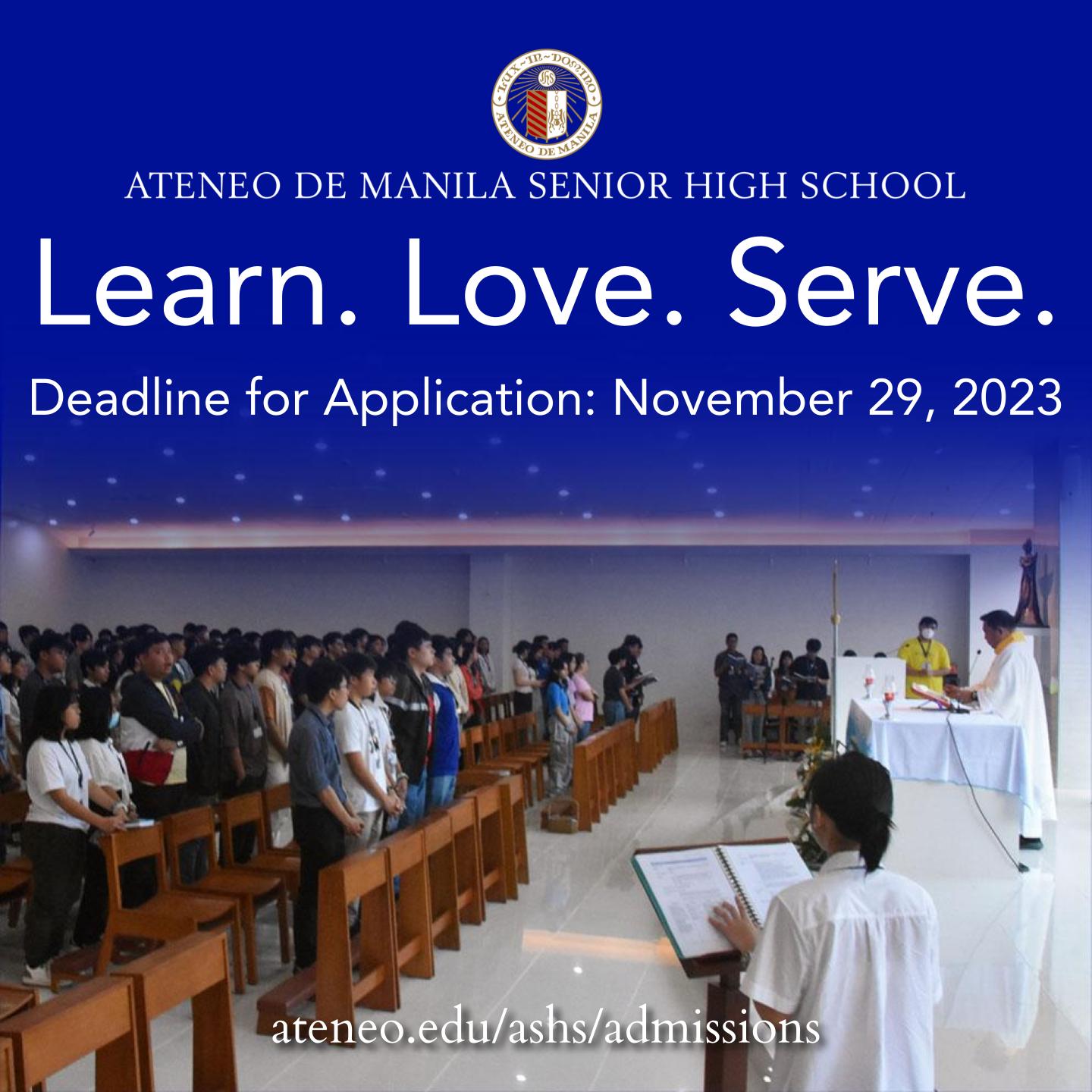 The deadline for creating your admission application account is November 29, 2023.