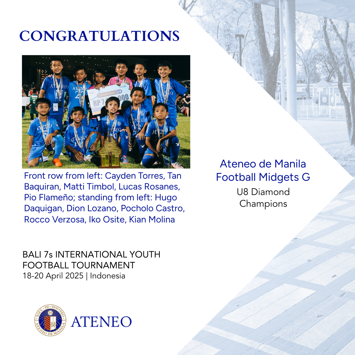 AGS Midgets G is U8 champion of the Bali 7s International Youth Football Tournament 2025 