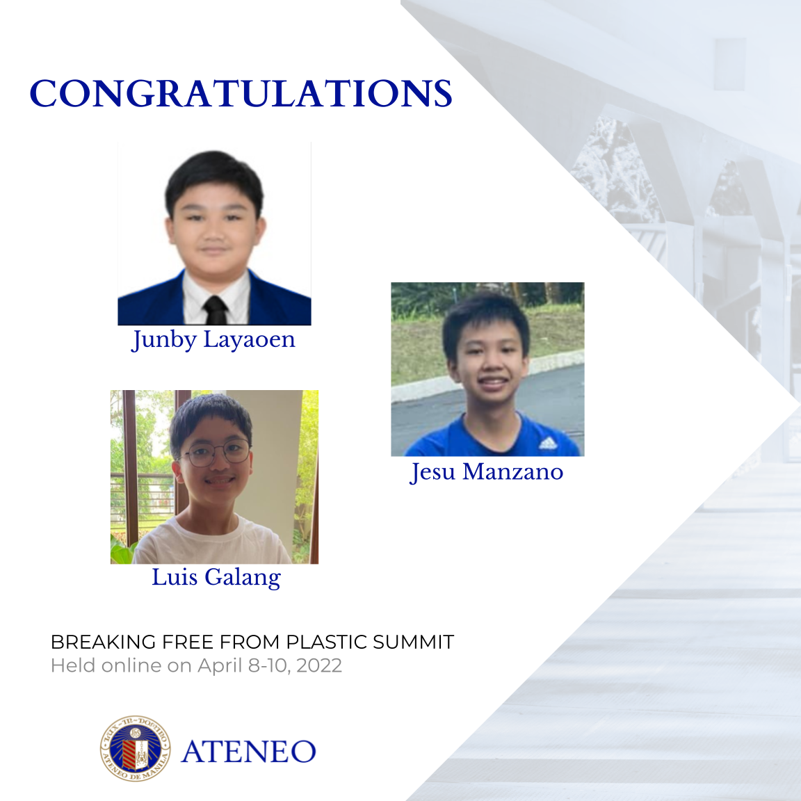 Junby Layaoen, Jesu Manzano, Luis Galang 