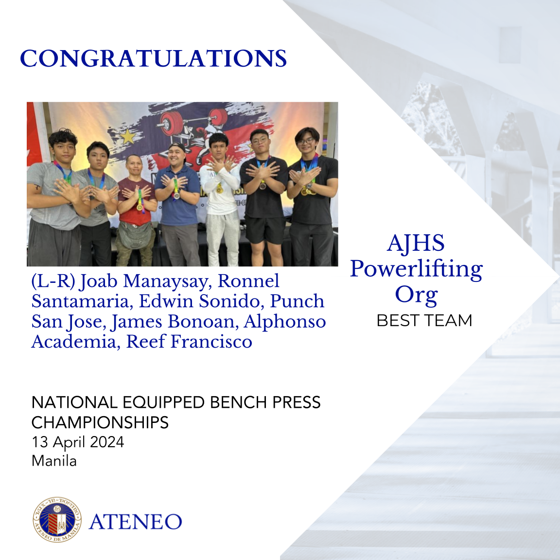 The winners of the Best Team award