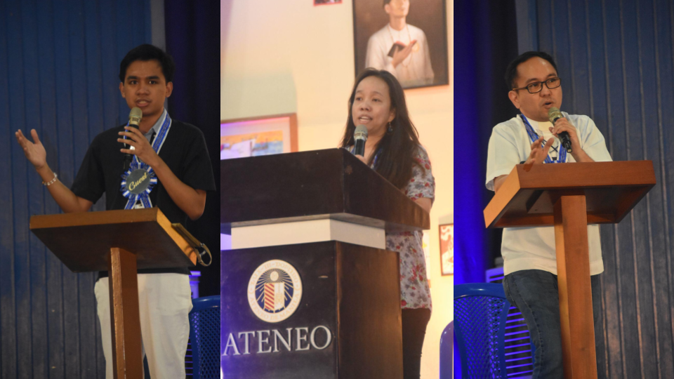 (L-R) Mr Jamesun Bejarin, Dr. Miriam Delos Santos, Fr. Mamert Mañus SJ 