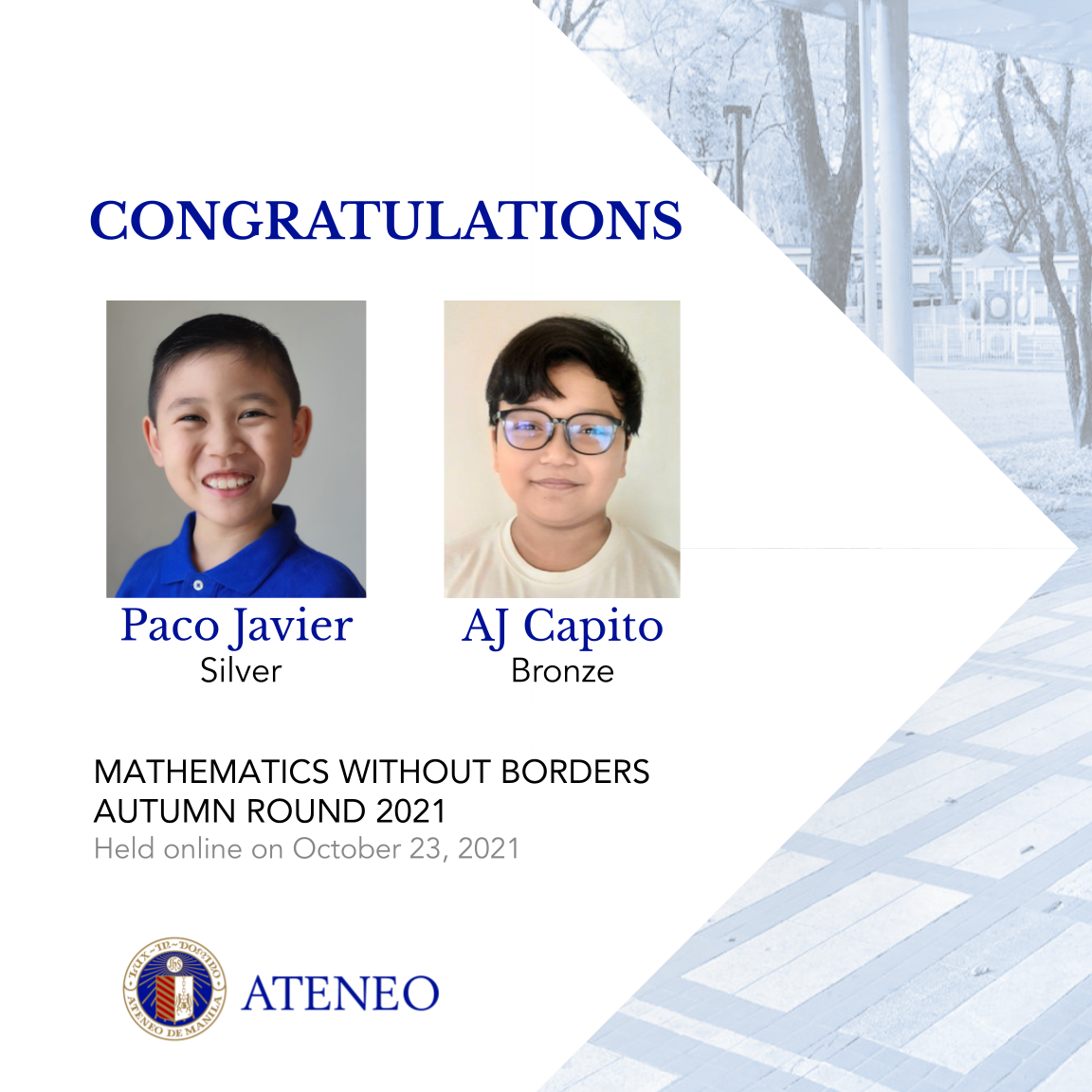 MWB Autumn Round awardees Paco Javier (left) and AJ Capito 