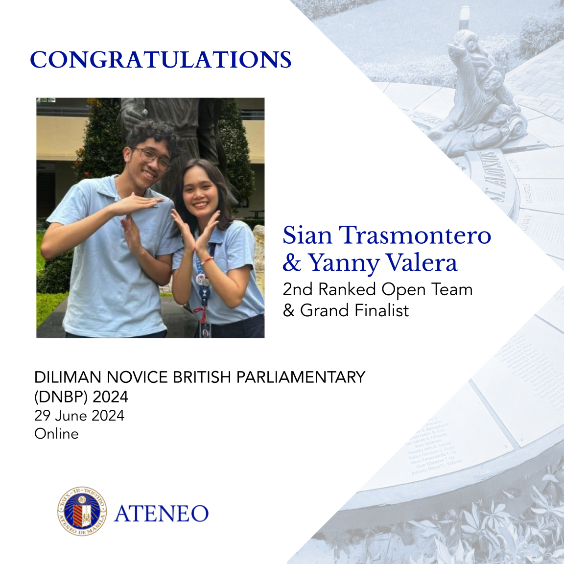 Sian Trasmontero and Yanny Valera DNBP 2025 open grand finalists