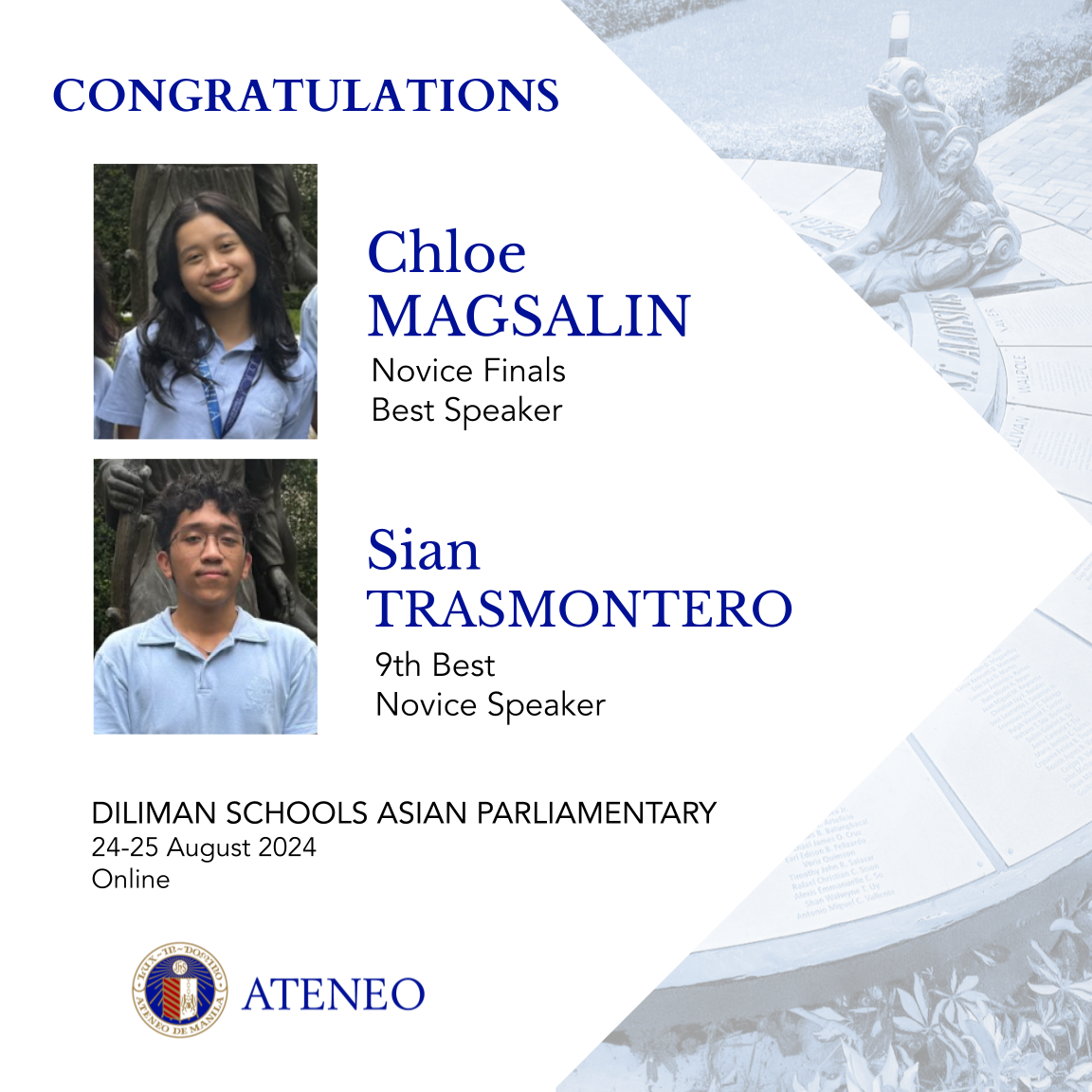 Best speakers Chloe Magsalin and Sian Trasmontero 