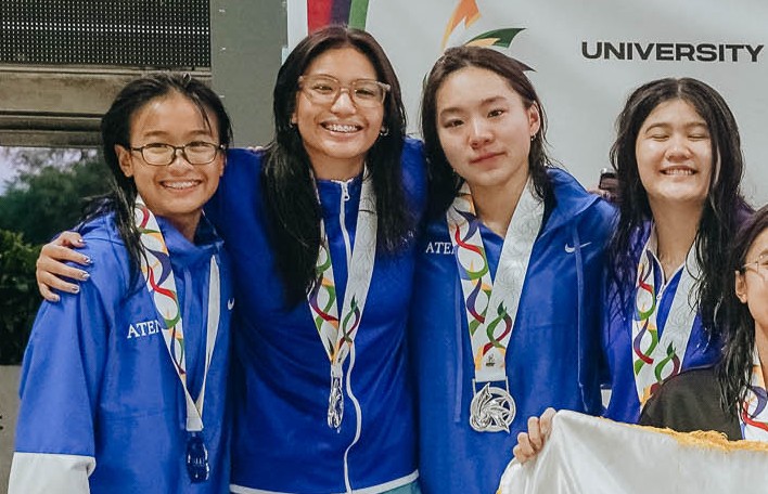 Silver medalists for the 4×50m Freestyle Relay (from left) Trixie Tabuñar, Princess Ilio, Sharlene Go, Julianna Casillan 