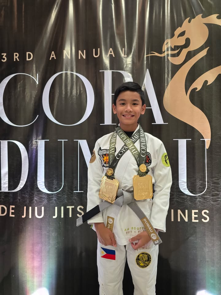 Franco with his 2 gold medals from Copa Dumau De Jiu-Jitsu Cebu 2025 