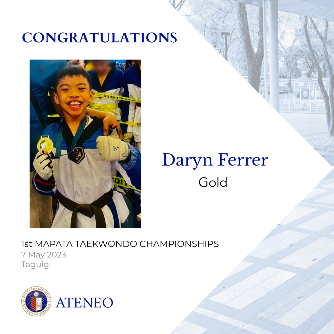 Gold medalist Daryn Ferrer 
