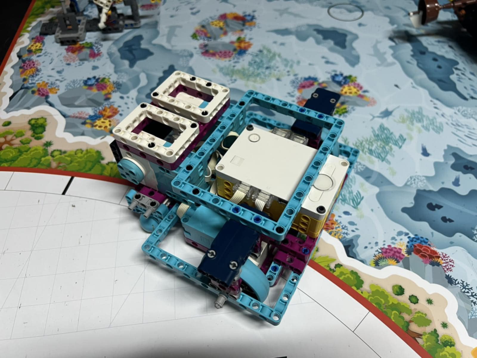 The AJHS Spike Prime Robot (christened “Ralf”) used for the Robot Game & Design challenges