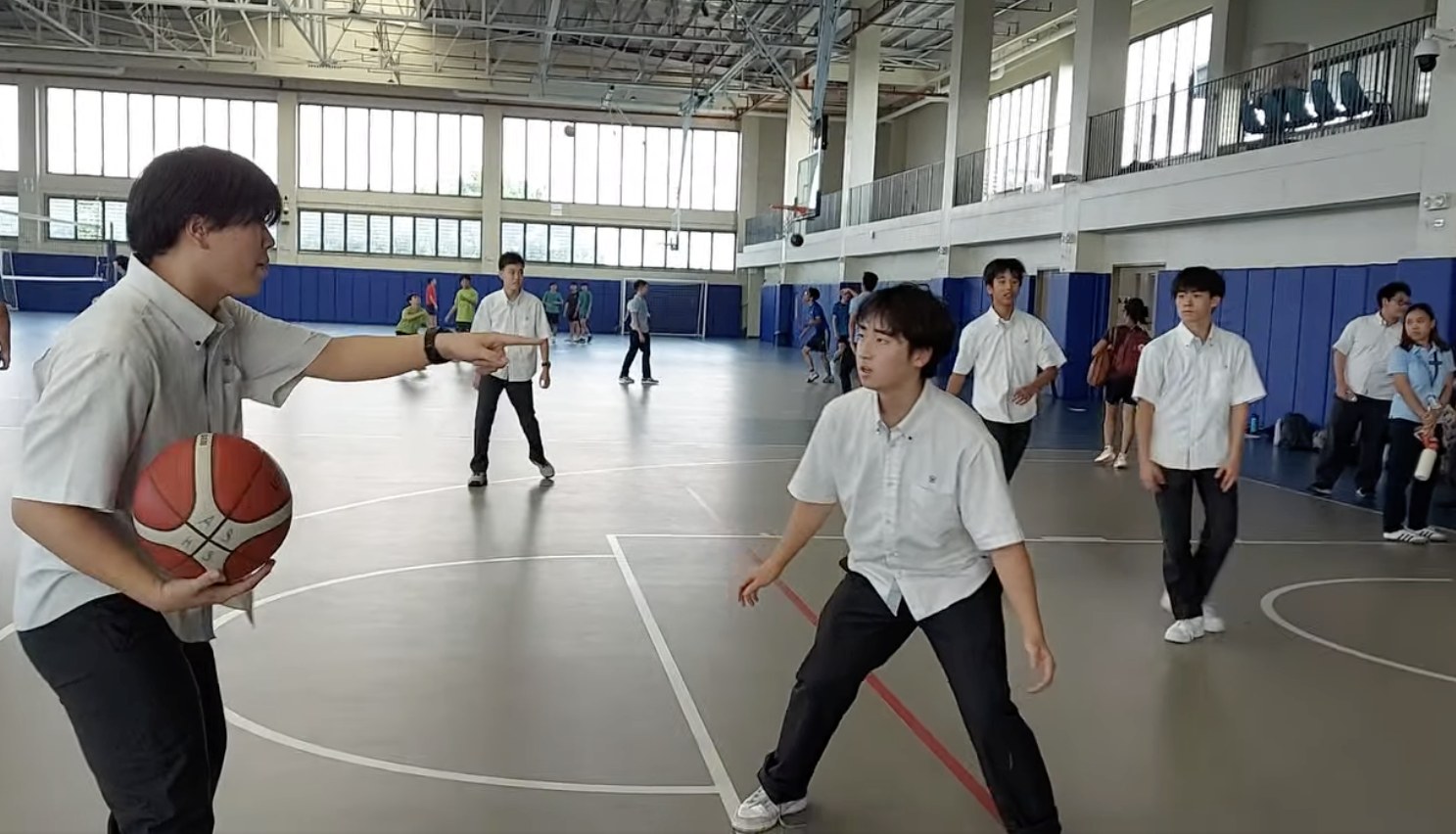 Japanese playing basketball 