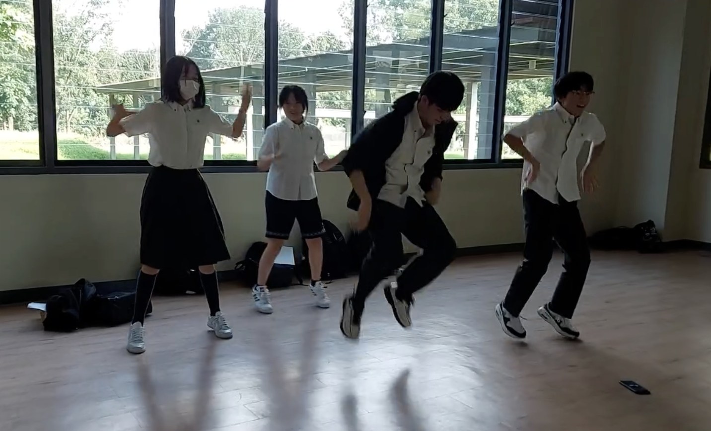 Japanese students dance in the FLC Dance Studio