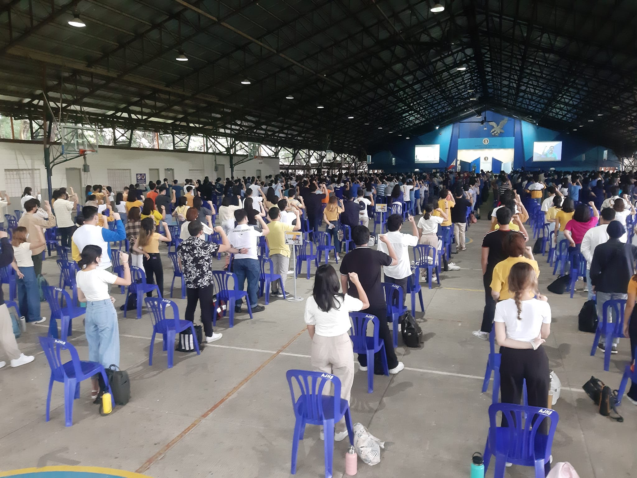 Grade 12 students sing the Song for Mary (Alma Mater Song) 