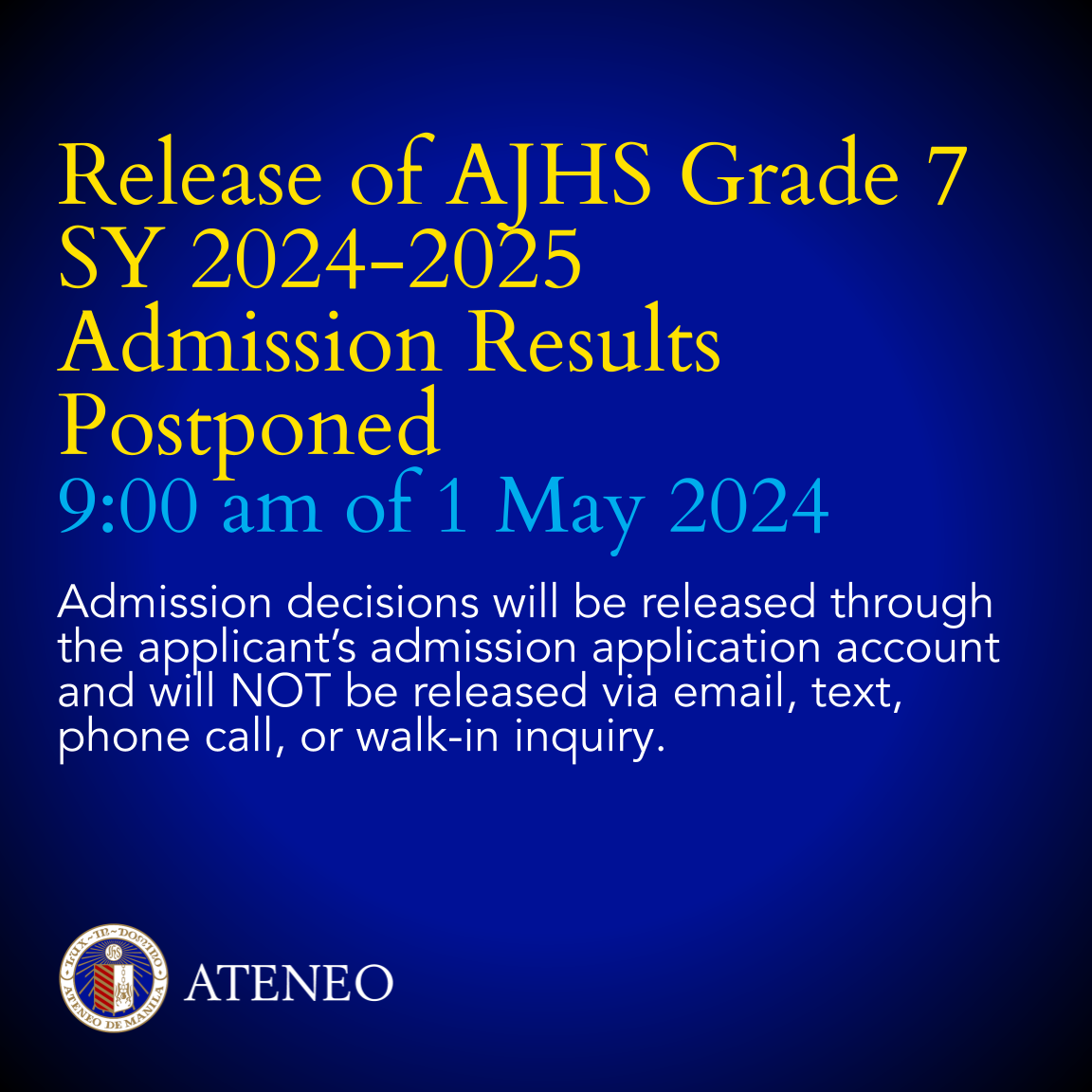 Grade 7 application results on 1 May 2024