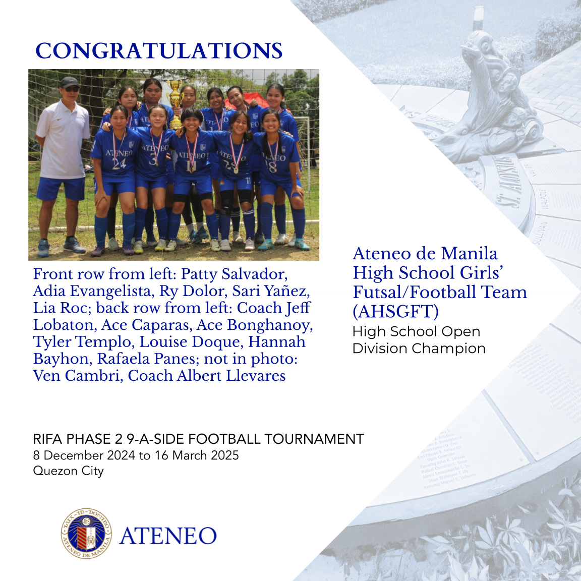 The pioneering girls' futsal team of Ateneo de Manila HS