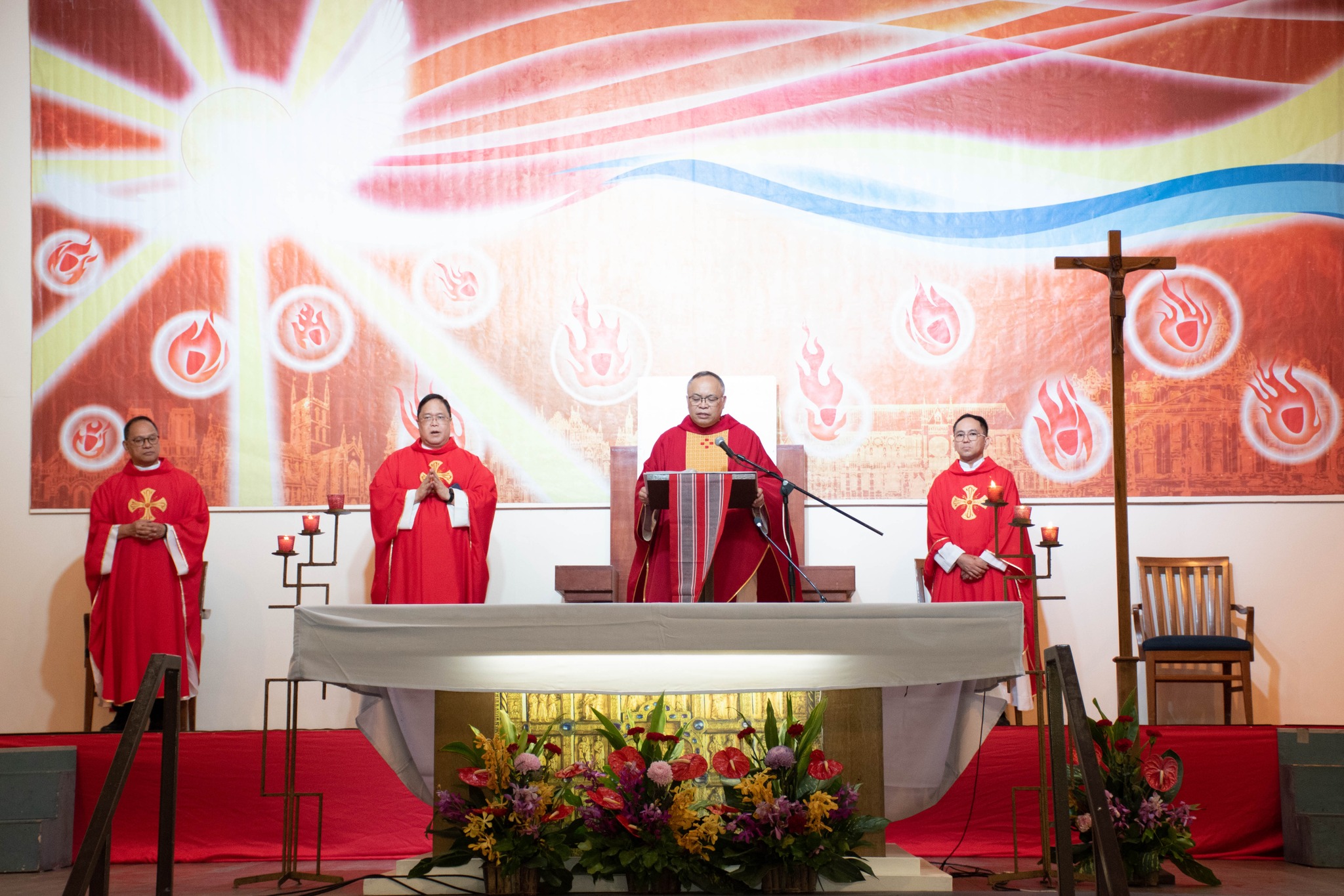 From left: Fr Munching de Guzman SJ, Fr Vic de Jesus SJ, Fr Jonjee Sumpaico SJ, and Fr Mamert Mañus SJ