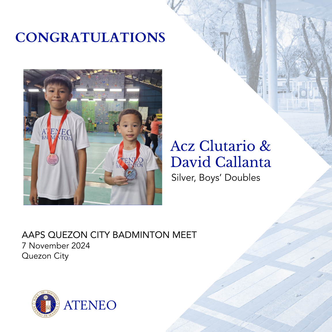 AAPS Quezon City Meet - silver for boys doubles 