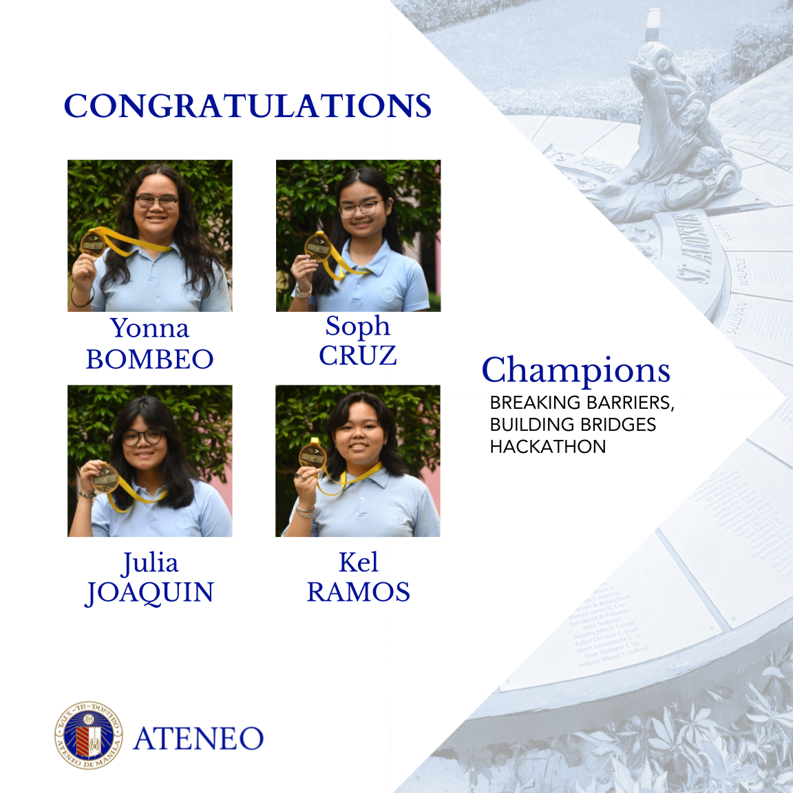 Solo shots of the ASHS Hackathon 2025 champs 