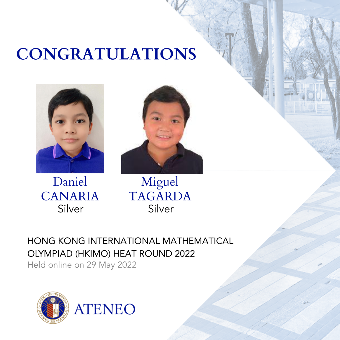 HKIMO heat round silver awardees Daniel Canaria and Miguel Tagarda