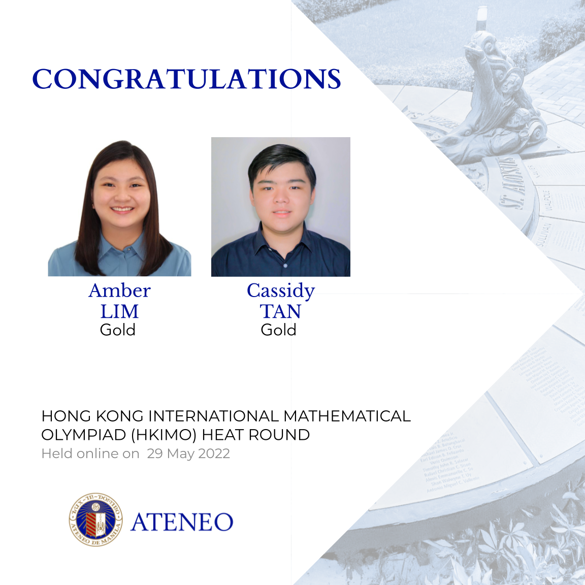 HKIMO PH round gold awardees Amber Lim and Cassidy Tan